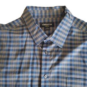 Claiborne Men's Plaid Long-Sleeve Button-Down Shirt, Size 2XL